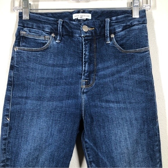 Good American Good Legs Dark Wash Booty Sculpt Skinny Jeans Size 2 - Picture 3 of 9